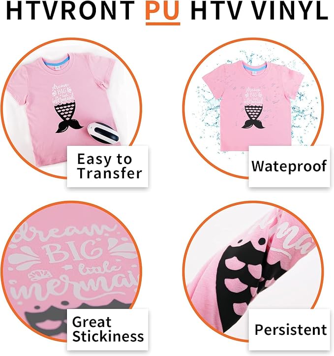 HTVRONT HTV Heat Transfer Vinyl Bundle: 12 White HTV Vinyl and 11 Black Heat - Image 5