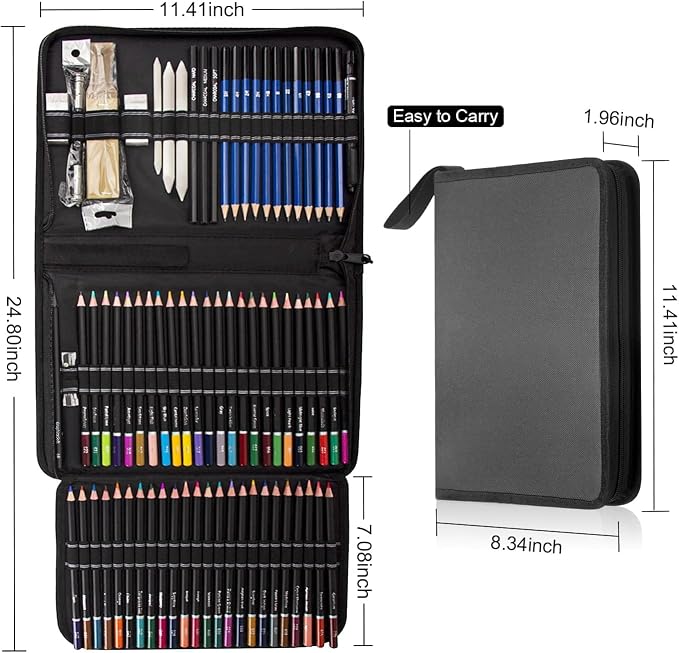 Drawing Kit, Colored Pencils, Charcoal Pencils Art Set and Portable Case - Image 7