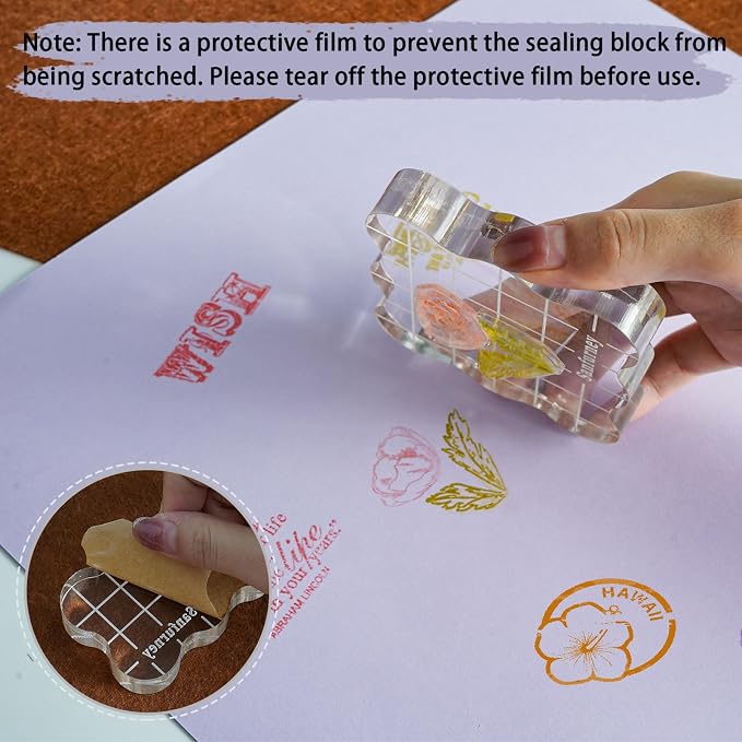 Sanfurney 4 Pieces Acrylic Stamp Blocks Set, 15mm Thick - Image 5