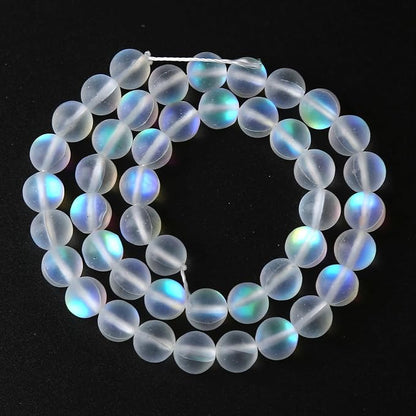 60pcs 6mm Natural White Mystic Aura Quartz Beads Frosted Matte Moonstone Round - Image 5
