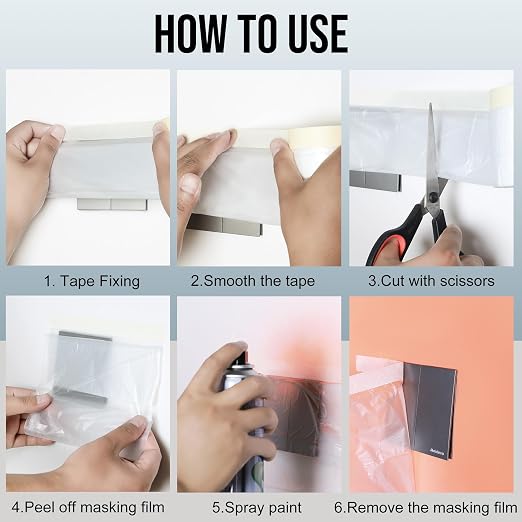 Lichamp Plastic Cover for Painting, Pre-Taped Masking Film, 22 inch x 30 Yard x - Image 4