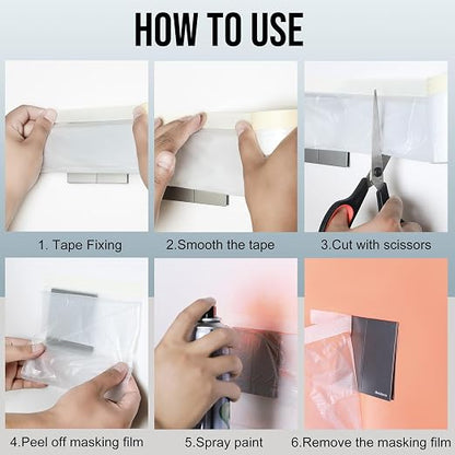 Lichamp Plastic Cover for Painting, Pre-Taped Masking Film, 22 inch x 30 Yard x - Image 4