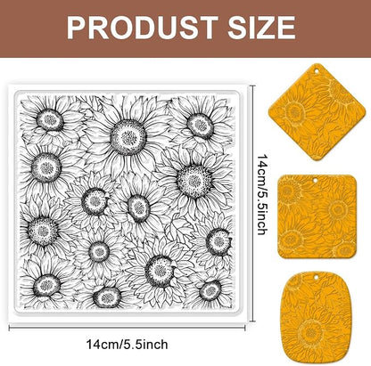 CHGCRAFT Polymer Clay Texture Sheet Sunflower Silicone Texture Stamp Polymer - Image 2