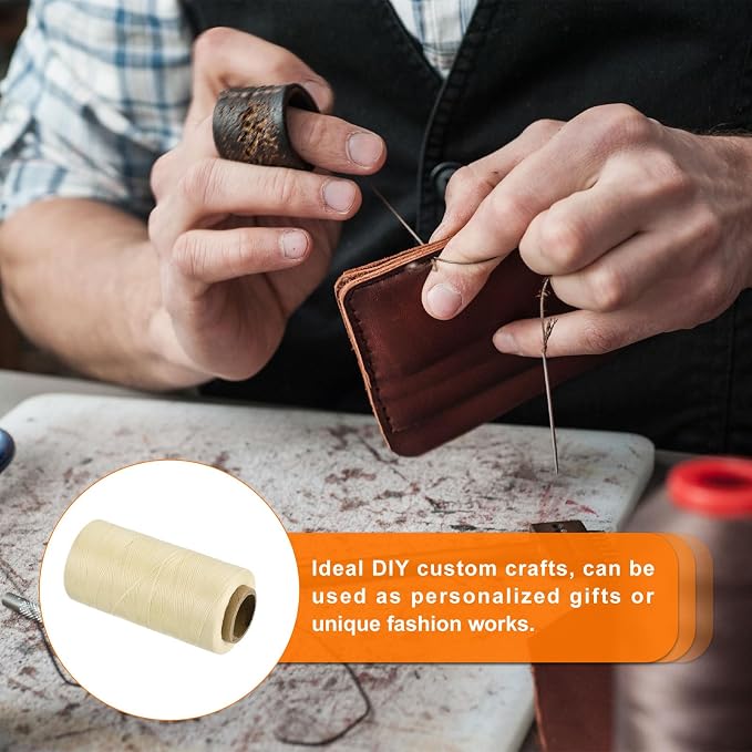 MECCANIXITY Waxed Thread, 284 Yard 0.8mm 150D Flat Wax Thread Polyester Waxed - Image 6
