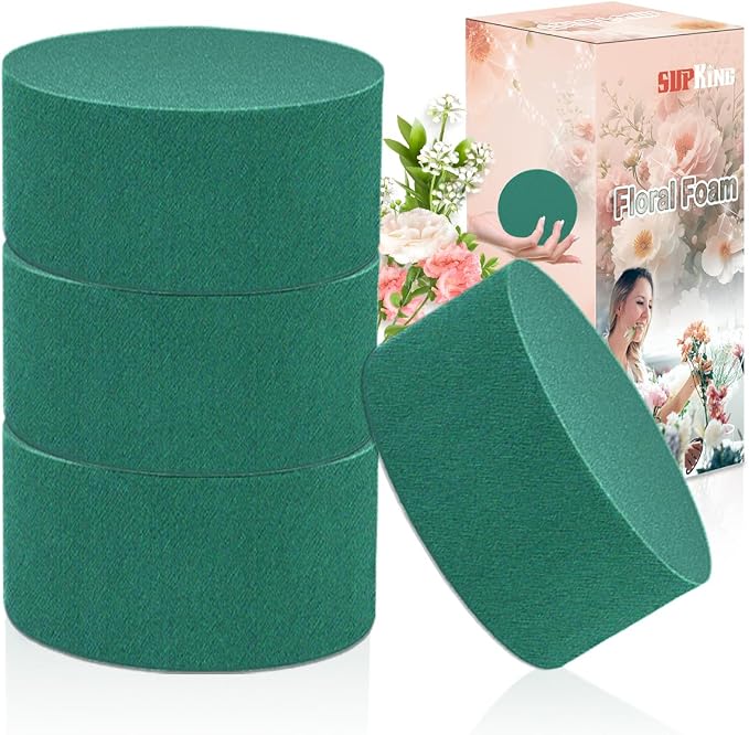 4Pcs Floral Foam Round SUPKING 3.2" Small Green Wet Dry Flower Foam Blocks by SupKing