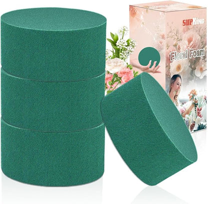4Pcs Floral Foam Round SUPKING 3.2" Small Green Wet Dry Flower Foam Blocks by SupKing