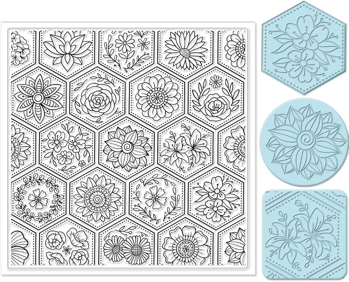 CHGCRAFT Flowers Boom Silicone Texture Stamp Clay Modeling Pattern Pad Texture by chgcraft