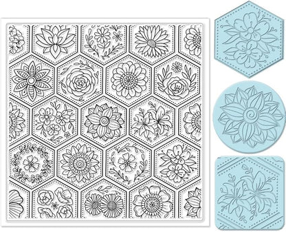 CHGCRAFT Flowers Boom Silicone Texture Stamp Clay Modeling Pattern Pad Texture by chgcraft