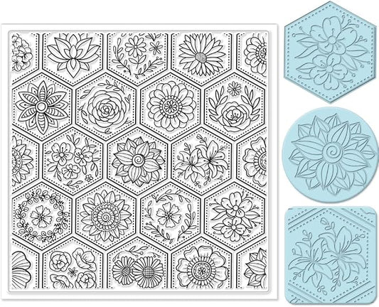 CHGCRAFT Flowers Boom Silicone Texture Stamp Clay Modeling Pattern Pad Texture by chgcraft