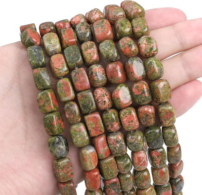 Natural Unakite Cuboid Stone Loose Semi Gemstone Beads - Image 3