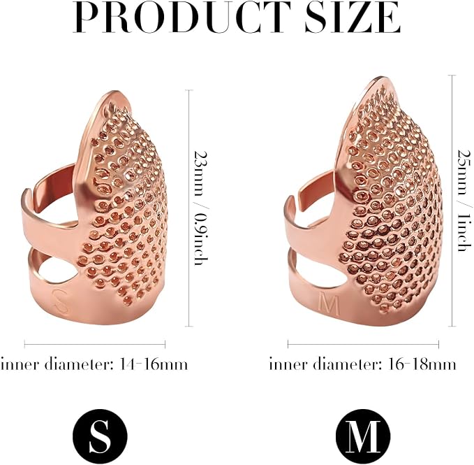 FR 4 Pack Sewing Thimble Finger Protector, Adjustable Finger Metal Shield - Image 2