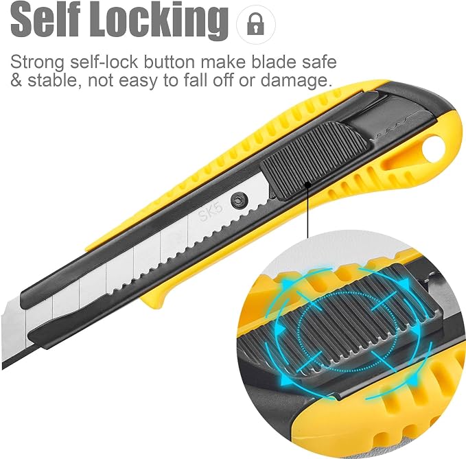 DOWELL Box Cutter Utility Knife Retractable Snap Off Blades Hobby Knife 3 Pack - Image 3