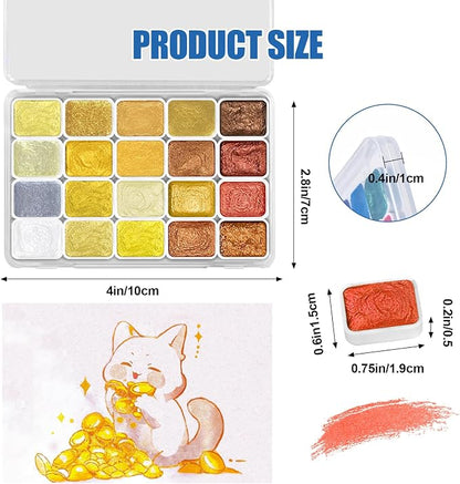 Mini Glitter Watercolor Paint Set, 20 Colors Shimmer Metallic Watercolour - Image 2