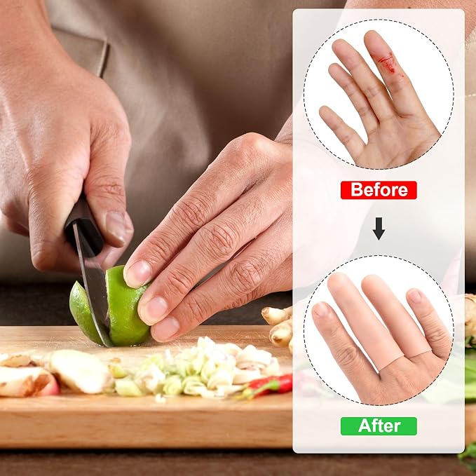 PAGOW 20 Pcs Gel Finger Support Protector Caps Gloves, Silicone Fingertips - Image 4
