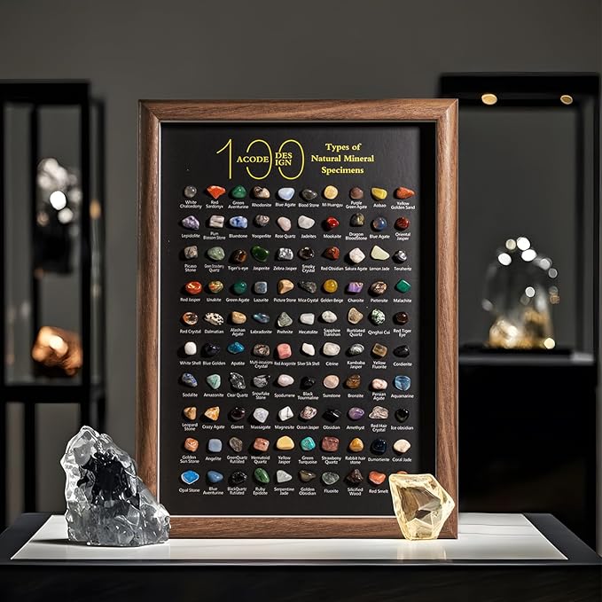 ACODE Natural Mineral Specimen Shadow Box, Geology Collection Case Decoration - Image 4