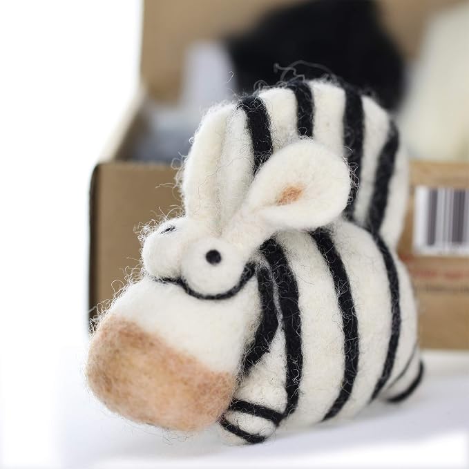 Woolbuddy Needle Felting Kit for Beginners & Adults – Zebra DIY Felt Animal - Image 4