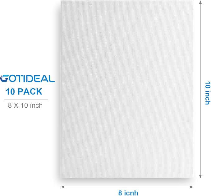 GOTIDEAL Stretched Canvas, 8x10 Inch Set of 10, Primed White - Image 2