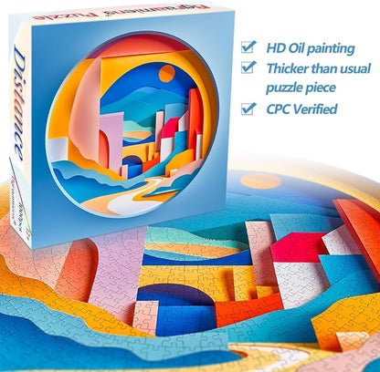 Bgraamiens 3D Visual Sunrise in The Distance 1000 Pieces Round Puzzle - Image 2