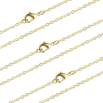 ALEXCRAFT Wholesale 12 PCS Gold Plated Brass Cable Chains Necklace Bulk by ALEXCRAFT
