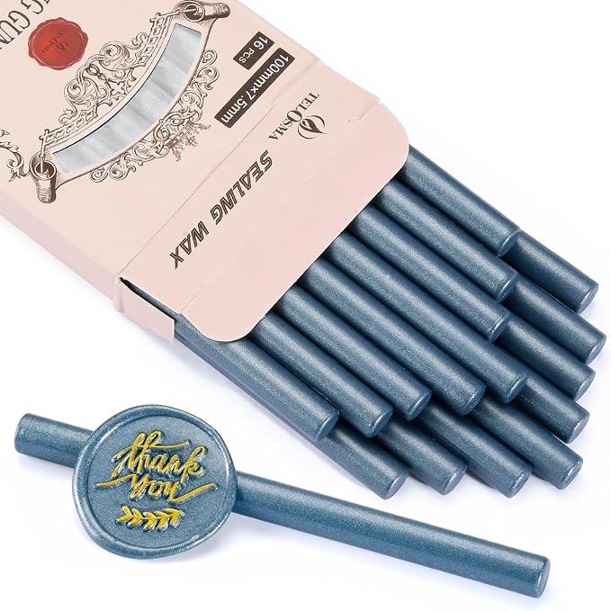 16 PCS Hot Glue Wax Sticks in Steel Blue Color by TELOSMA