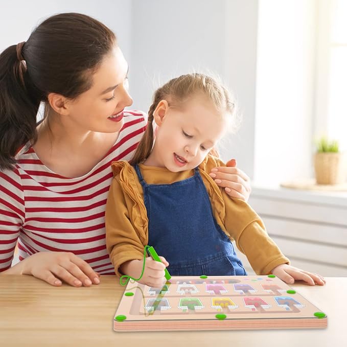 Magnetic Color and Number Maze, Montessori Wooden Magnet Puzzle Game Board - Image 7