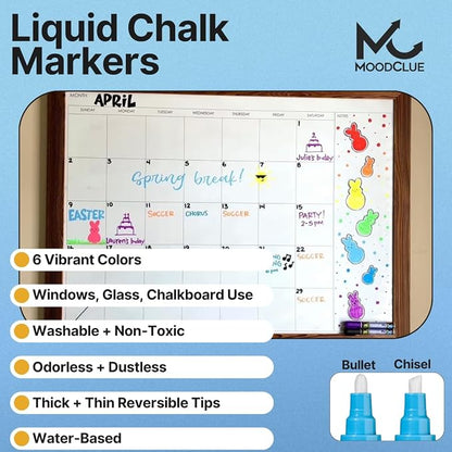 Liquid chalk markers erasable. 6 neon dry & wet erase marker pens - Image 2