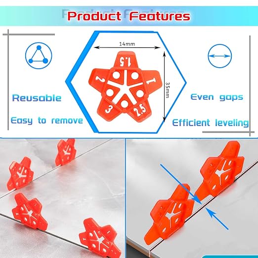Tile Spacers 300pcs Reusable Multi Size Horseshoe U Shape Plastic Shims - Image 5