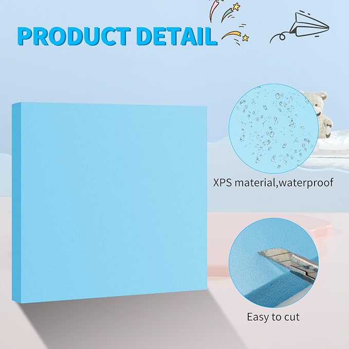 LuckyFoam Blue 10 Pack 12x12x0.79 inch Foam Sheets 0.79 Inch Thick Polystyrene - Image 4