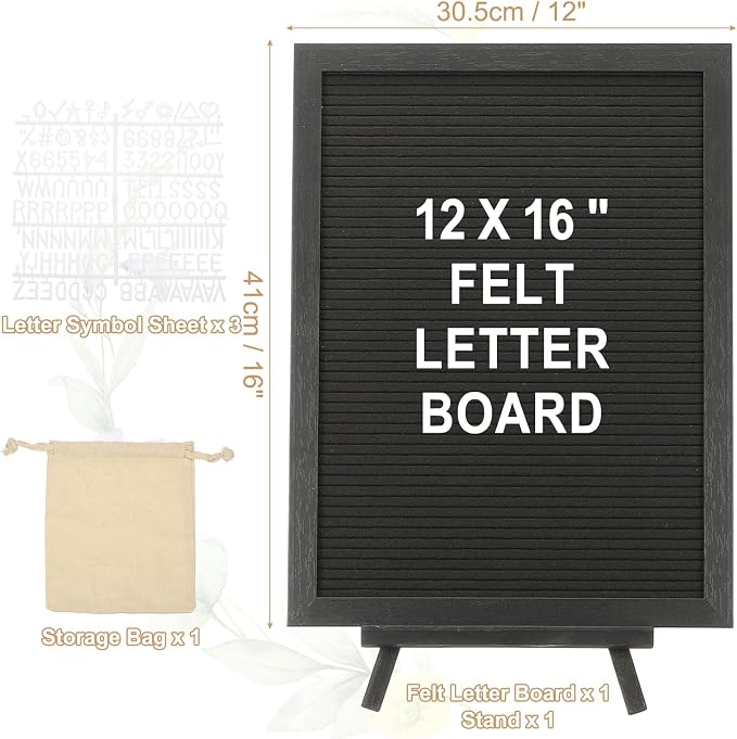 PATIKIL Felt Letter Board, 12x16Inches Black Wooden Changeable Message Board - Image 2