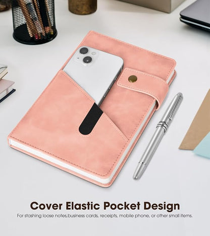 Pink A5 Lined Leather Journal Notebook - Image 6