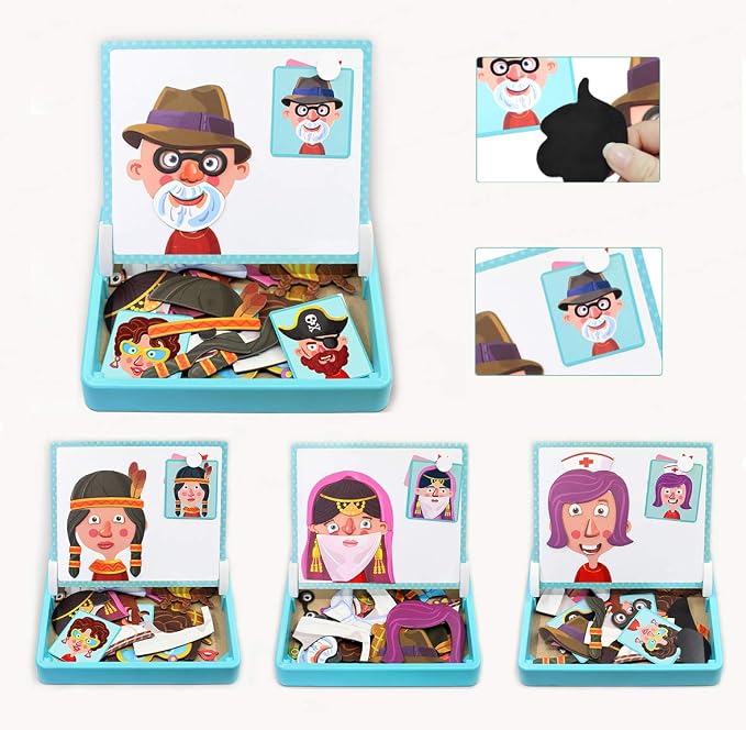 Magnetic Puzzles Face Dress Up Travel Game Double Side Preschool Educational - Image 5