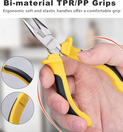 DOWELL 6-piece Mini Pliers Set Needle Nose Diagonal Long Nose Bent Nose End - Image 3