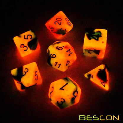 Bescon Two-Tone Glow-in-The-Dark Polyhedral Dice Set HOT Rocks, Luminous RPG - Image 3