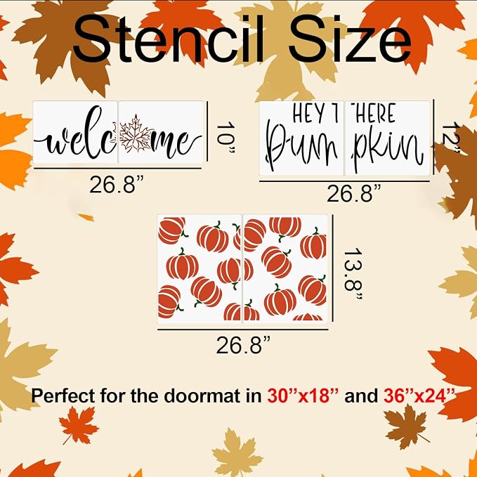 Fall Stencils for Door Mats 27”x14” Fall Doormat Stencils Pumpkin Stencil - Image 2