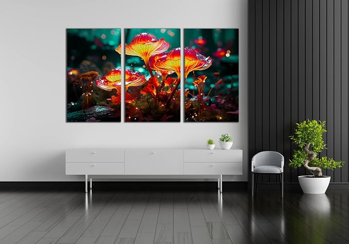 SpiritualHands Fantastic Mushrooms Glass Wall Art Oil Painting - Image 8