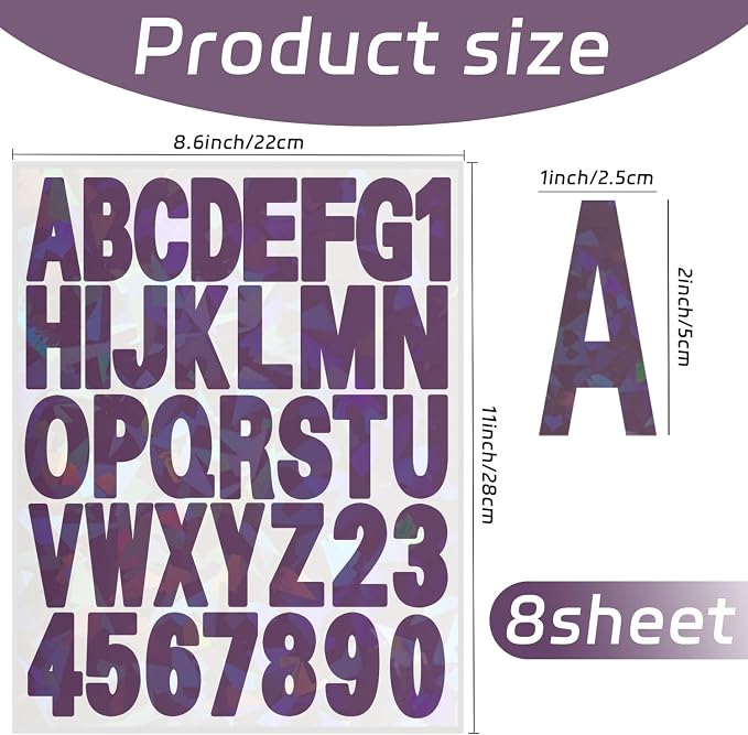 Starboling Letter Stickers, 2 inch 8 Sheets Purple Alphabet Sticker, Self - Image 2