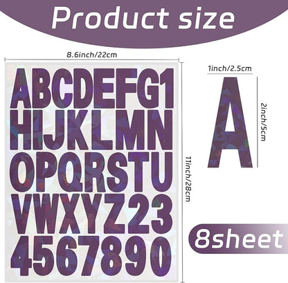 Starboling Letter Stickers, 2 inch 8 Sheets Purple Alphabet Sticker, Self - Image 2