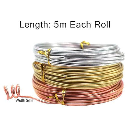 Cinvo 3 Rolls Craft Wire Jewelry Beading Wire Flexible Aluminum Wire Tarnish - Image 3