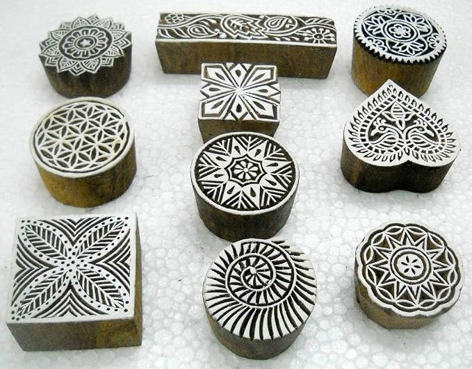 Wholesale Lot of 10 Classic Designs Wooden Block Stamps/ Tattoo/ Indian Textile - Image 2
