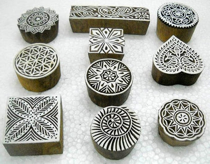 Wholesale Lot of 10 Classic Designs Wooden Block Stamps/ Tattoo/ Indian Textile - Image 2
