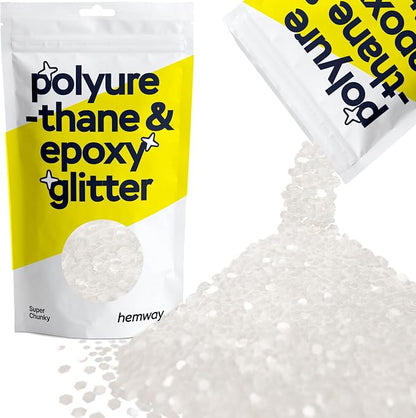 Hemway Glitter for Resin 100g White Iridescent Metallic Crystals for Epoxy by Hemway