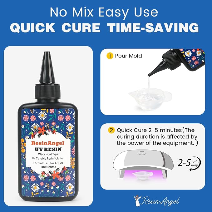300g UV Resin kit, Crystal Clear Hard, Premixed UV Epoxica Resina Fast Curing - Image 4