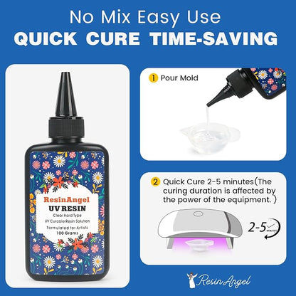 300g UV Resin kit, Crystal Clear Hard, Premixed UV Epoxica Resina Fast Curing - Image 4