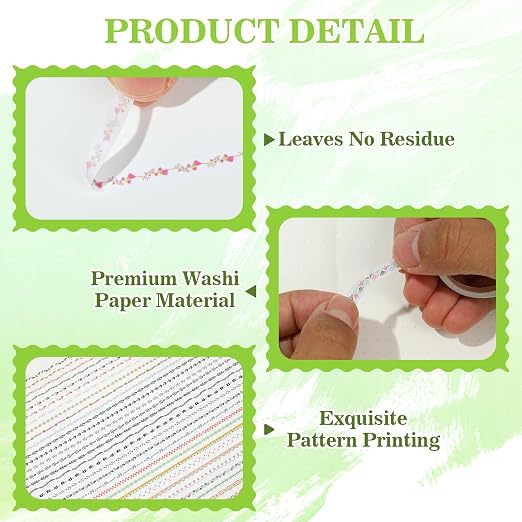 EORTA 30 Rolls Floral Washi Tapes Set, Slim 5mm Plants Masking Tape, Decorative - Image 4