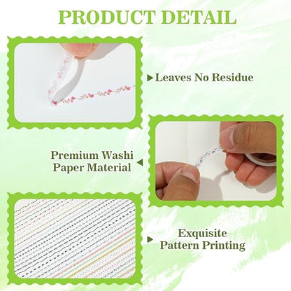 EORTA 30 Rolls Floral Washi Tapes Set, Slim 5mm Plants Masking Tape, Decorative - Image 4
