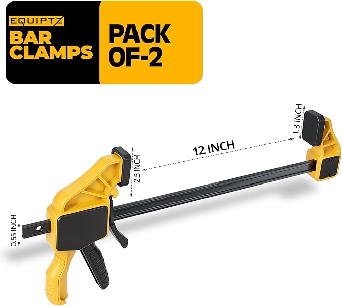 12 inch Bar Clamps for Woodworking – 2 Pack Quick Grip Clamps Set - Image 2