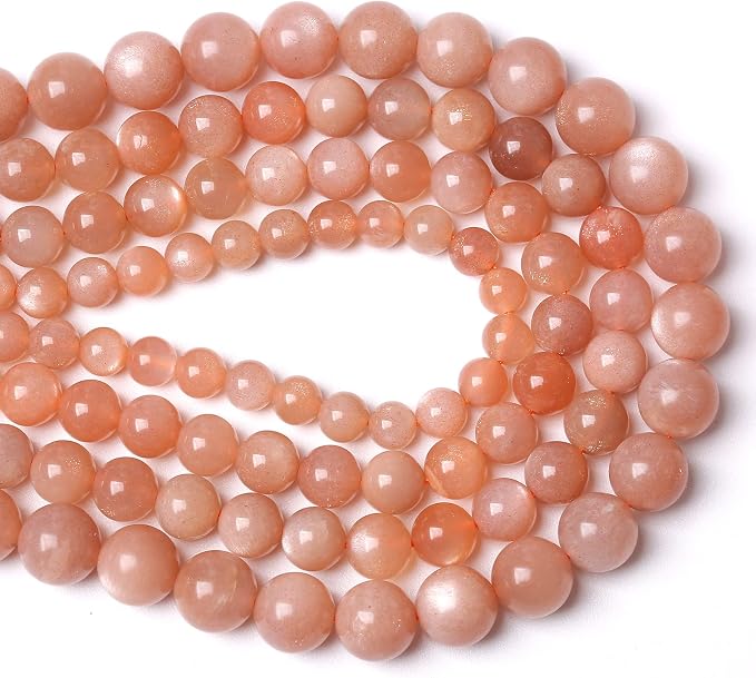 60pcs 6mm 7A Natural Orange Sunstone Round Loose Spacer Beads - Image 3