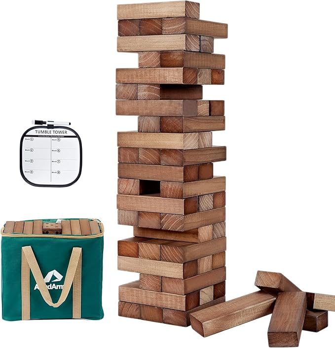 ApudArmis 60 PCS Giant Tumble Tower Stack to 5Ft, Pine Wooden Stacking Timber by ApudArmis