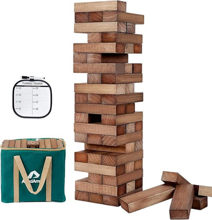 ApudArmis 60 PCS Giant Tumble Tower Stack to 5Ft, Pine Wooden Stacking Timber by ApudArmis