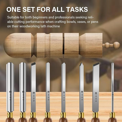 HAUTMEC Pro HSS Wood Lathe Turning Chisel Set 8 Pcs, Lathe Chisel Set - Image 5